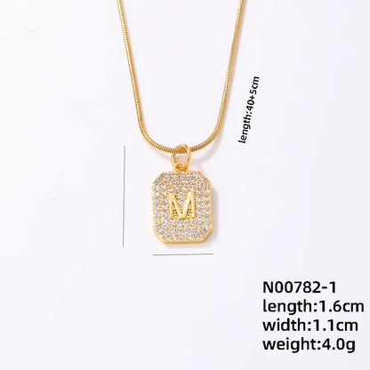 304 Stainless Steel Copper K Gold Plated IG Style Elegant Simple Style Plating Inlay Square Zircon Necklace