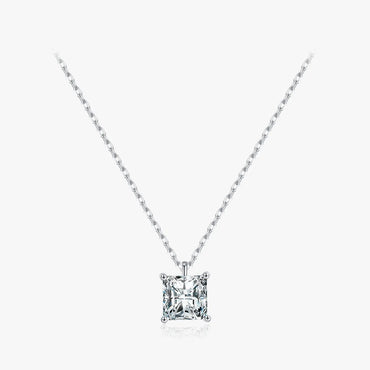 Ig Style Elegant Simple Style Square Sterling Silver Plating Inlay Zircon 14k Gold Plated Rhodium Plated Solitaire Necklace