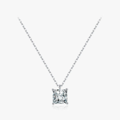 Ig Style Elegant Simple Style Square Sterling Silver Plating Inlay Zircon 14k Gold Plated Rhodium Plated Solitaire Necklace