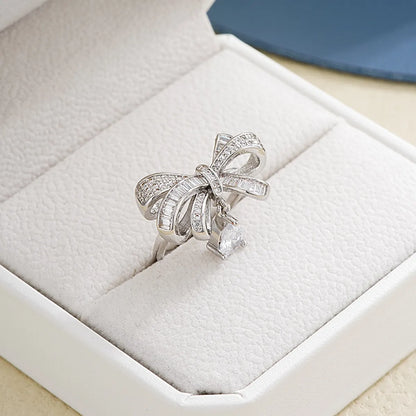 Ig Style Elegant Simple Style Star Butterfly Bow Knot Copper Plating Inlay Zircon White Gold Plated Open Rings