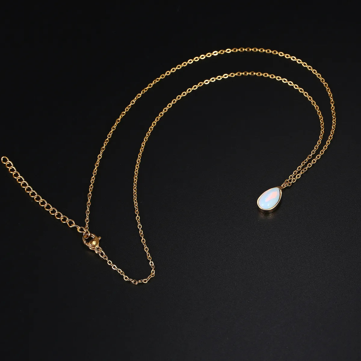 Ig Style Elegant Simple Style Water Droplets Stainless Steel Polishing Plating Opal 18k Gold Plated Necklace