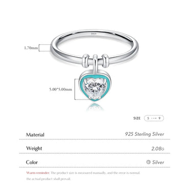 Ig Style Elegant Sweet Heart Shape Sterling Silver Epoxy Plating Inlay Zircon Rhodium Plated Charm Rings