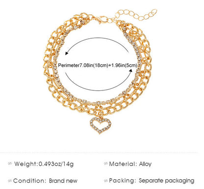 IG Style Ethnic Style Bohemian Heart Shape Alloy Wholesale Anklet