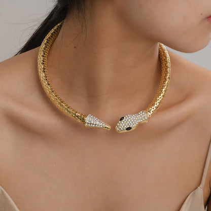 IG Style Exaggerated Classic Style Animal Snake 18K Gold Plated Zircon Alloy Wholesale Choker