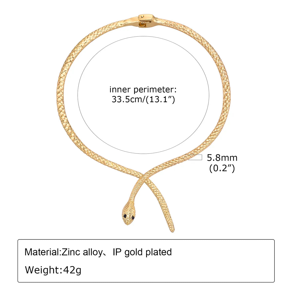 IG Style Exaggerated Classic Style Animal Snake 18K Gold Plated Zircon Alloy Wholesale Choker