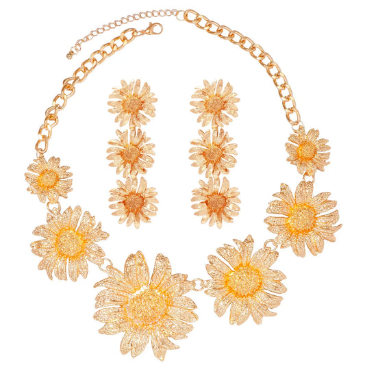 IG Style Exaggerated Flower Alloy Plating Women's Earrings Necklace