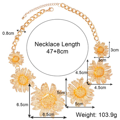 IG Style Exaggerated Flower Alloy Plating Women's Earrings Necklace