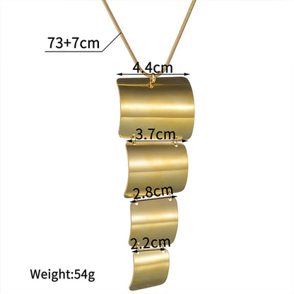 Ig Style Exaggerated Geometric Stainless Steel Polishing Plating 18k Gold Plated Sweater Chain