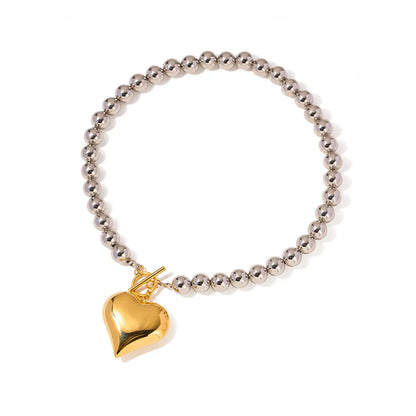 Ig Style Exaggerated Heart Shape Stainless Steel Plating 18k Gold Plated Necklace