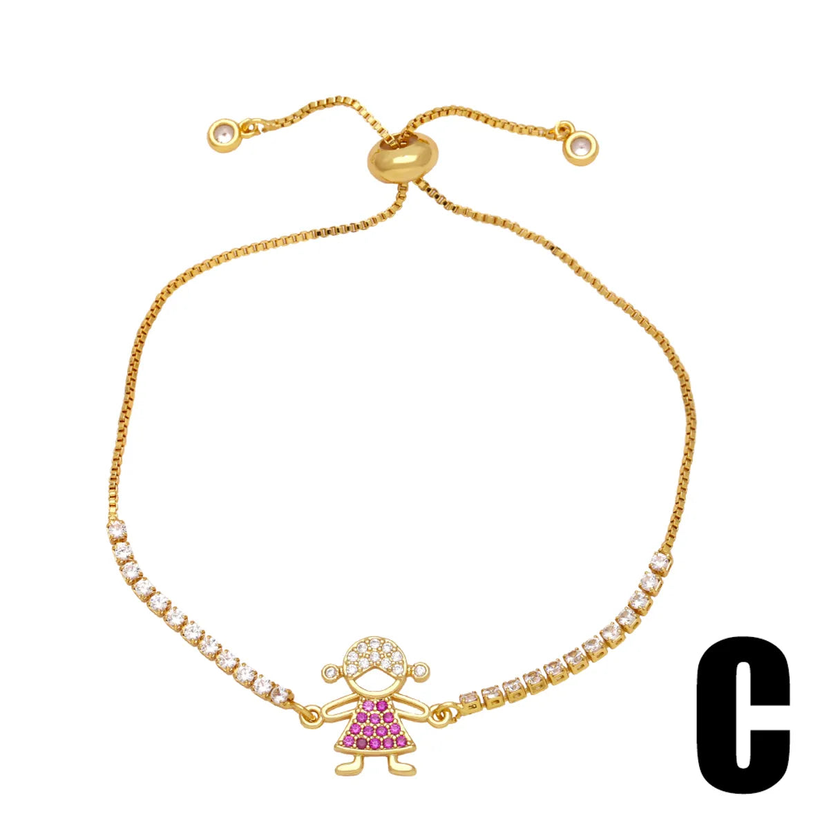 Ig Style Fashion Simple Style Cartoon Character Copper Plating Inlay Zircon 18k Gold Plated Bracelets