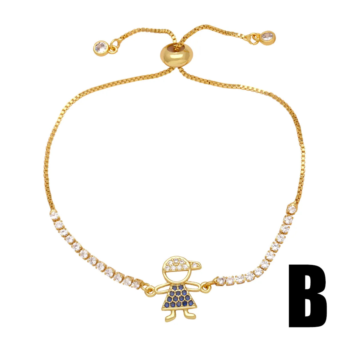 Ig Style Fashion Simple Style Cartoon Character Copper Plating Inlay Zircon 18k Gold Plated Bracelets