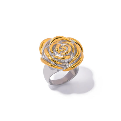 Ig Style Flower Stainless Steel Plating 18k Gold Plated Rings