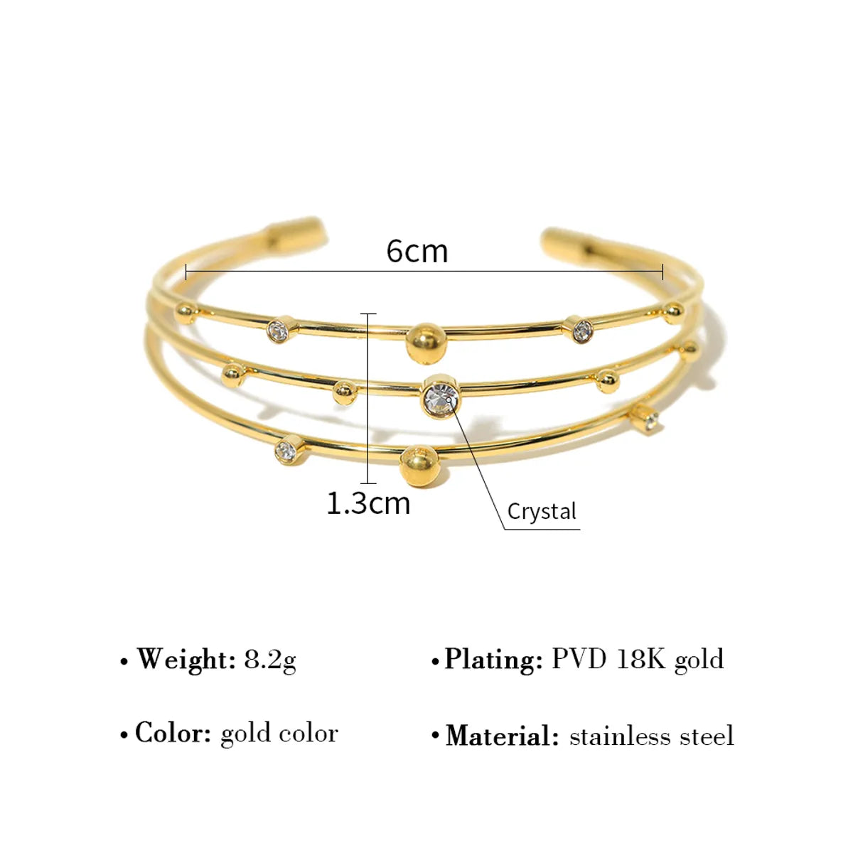 Ig Style French Style C Shape Stainless Steel Titanium Steel Plating Inlay Zircon 18k Gold Plated Bangle