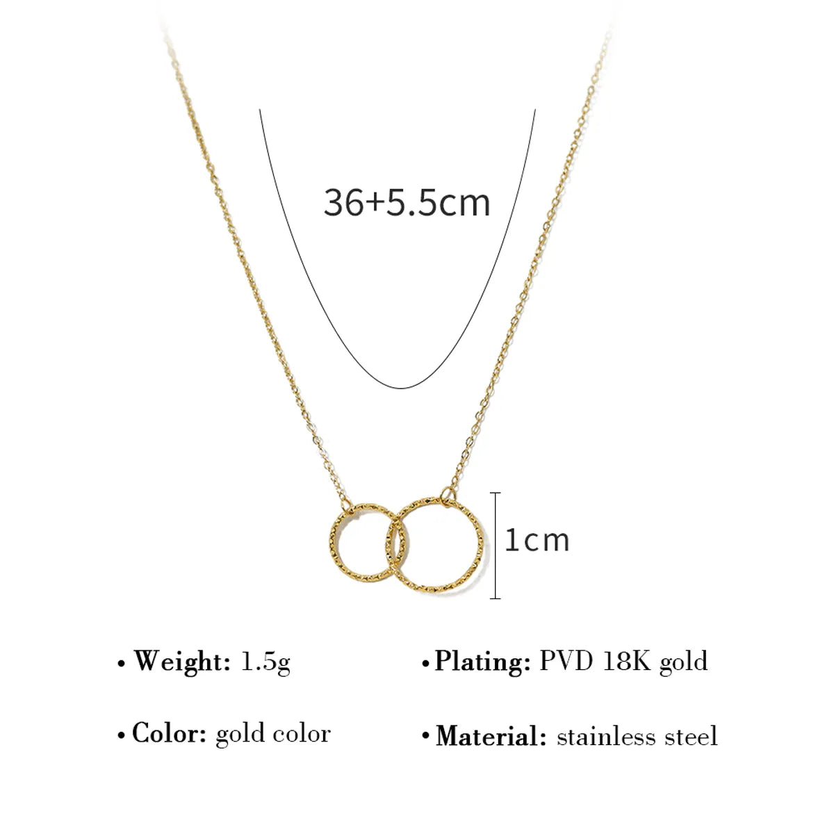 Ig Style French Style Commute Circle Round Stainless Steel Titanium Steel Plating 18k Gold Plated Pendant Necklace