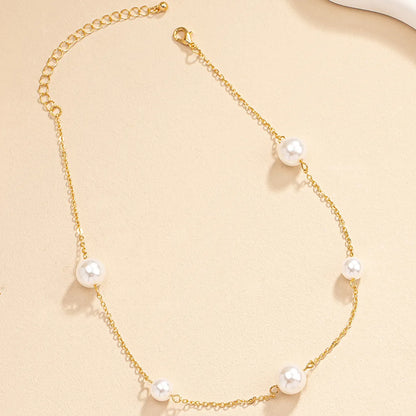 Ig Style French Style Commute Round Pearl Alloy Women's Necklace