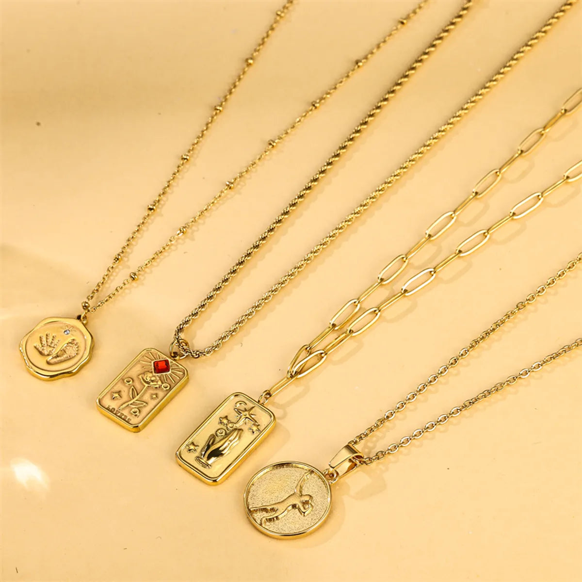 Ig Style French Style Flower Stainless Steel Plating 18k Gold Plated Pendant Necklace