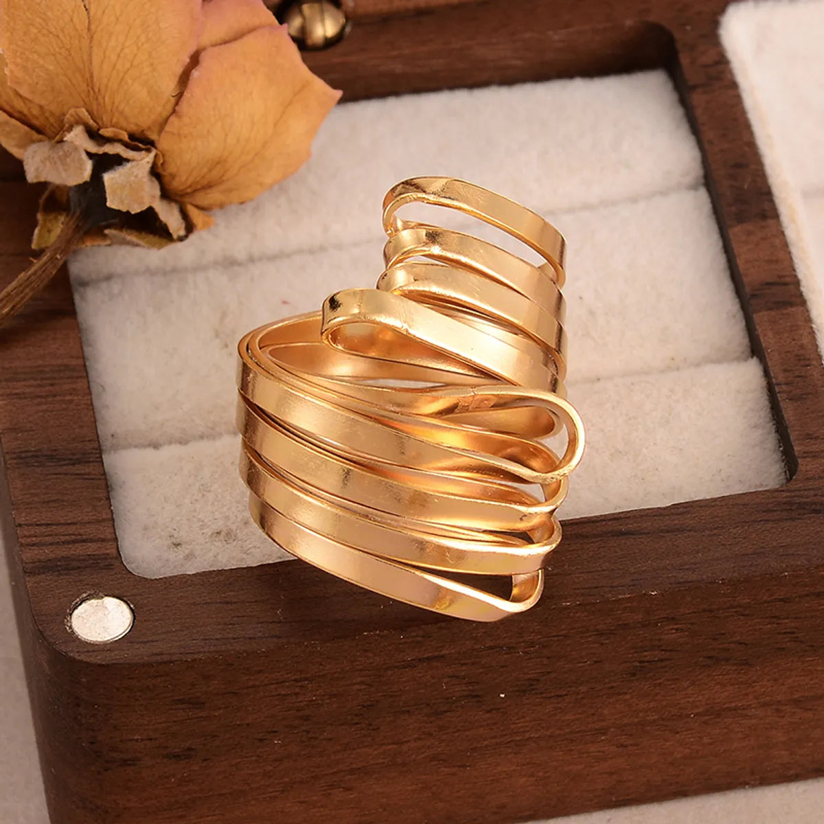 IG Style French Style Geometric Animal Oval Alloy Copper Enamel Hollow Out Inlay Tiger Eye Zircon Women'S Adjustable Ring Open Rings