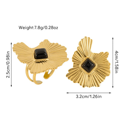 IG Style French Style Modern Style Geometric Flower Eagle Titanium Steel Open Rings In Bulk