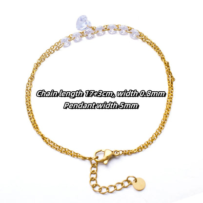 IG Style French Style Simple Style Heart Shape Stainless Steel Titanium Steel Zircon Bracelets In Bulk