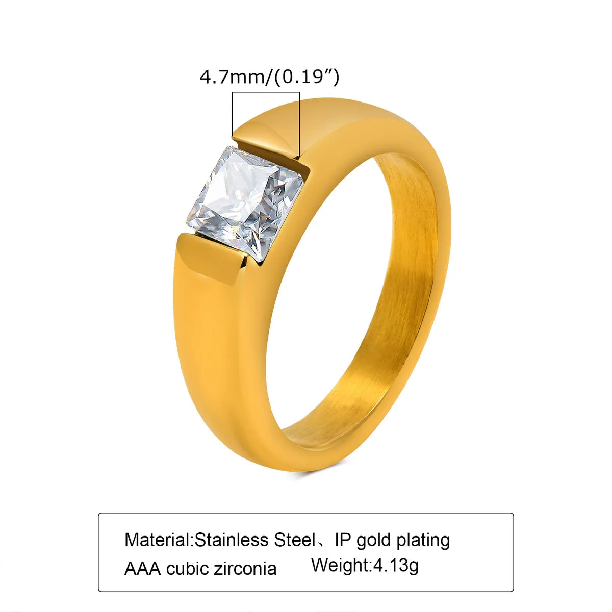 Ig Style French Style Simple Style Simple Stainless Steel Plating Inlay Zircon 18k Gold Plated Rings