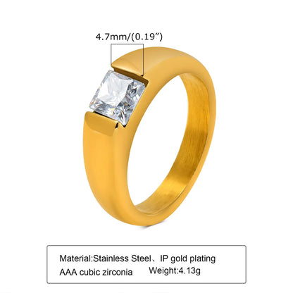 Ig Style French Style Simple Style Simple Stainless Steel Plating Inlay Zircon 18k Gold Plated Rings