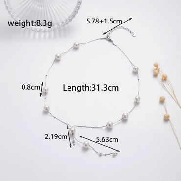 Ig Style French Style Simple Style Waves Stainless Steel Plating Inlay Pearl 18k Gold Plated Rings Necklace