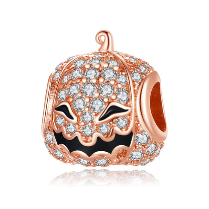 Ig Style Funny Pumpkin Heart Shape Skull Copper Plating Inlay Zircon Halloween Jewelry Accessories