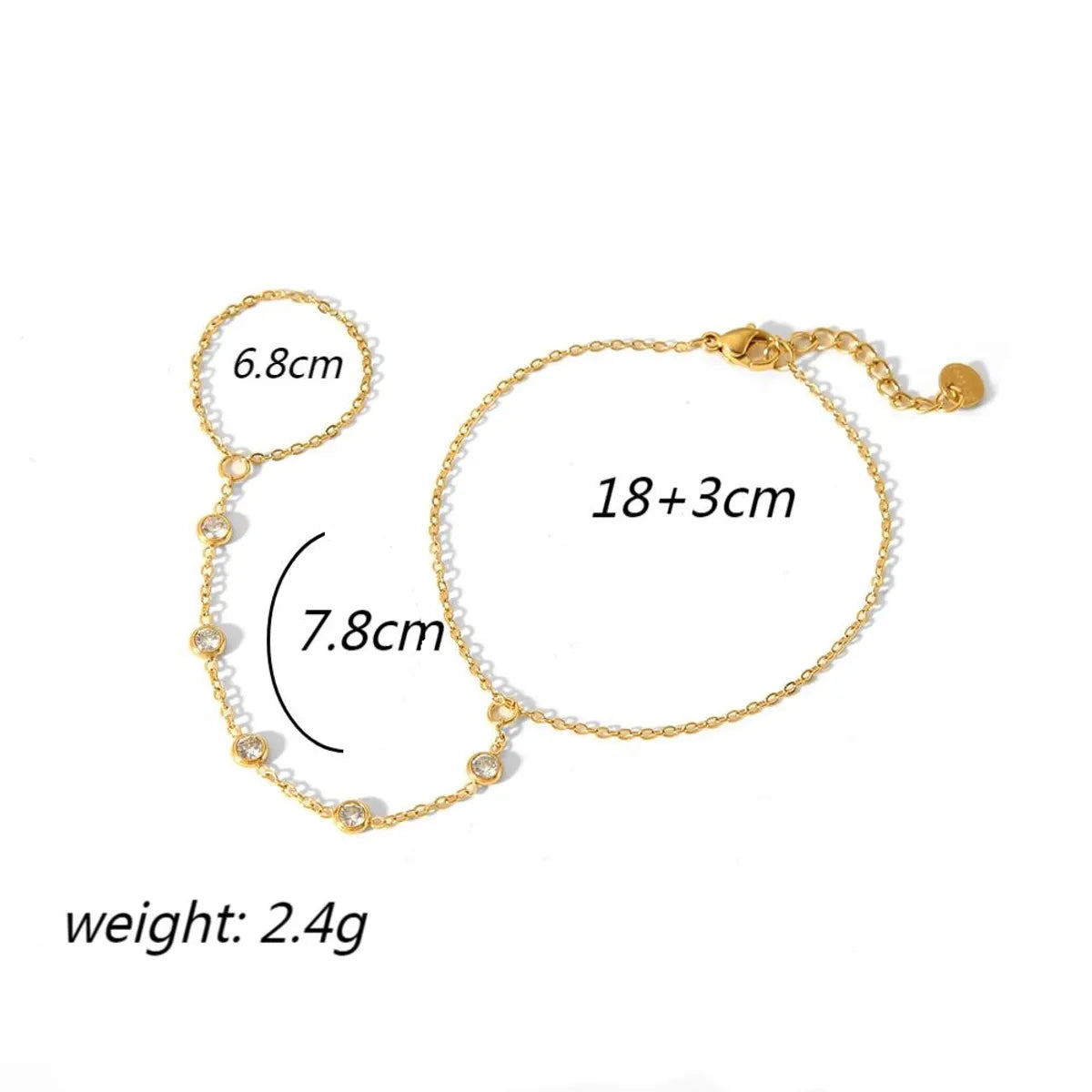 IG Style Geometric 304 Stainless Steel 18K Gold Plated Zircon Bracelets In Bulk