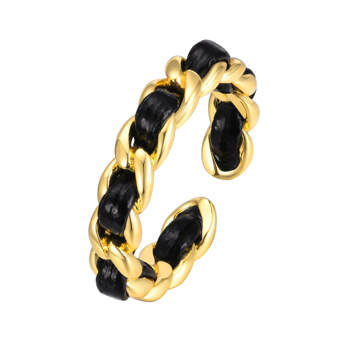 Ig Style Geometric Copper Braid 18k Gold Plated Open Rings