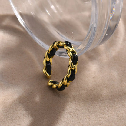 Ig Style Geometric Copper Braid 18k Gold Plated Open Rings