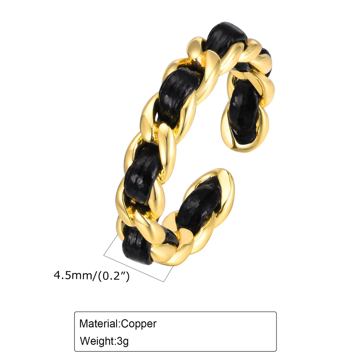 Ig Style Geometric Copper Braid 18k Gold Plated Open Rings