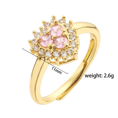 Ig Style Geometric Copper Plating Inlay Zircon Open Ring