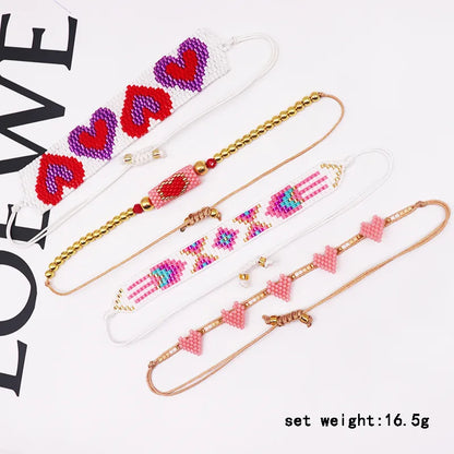 IG Style Geometric Heart Shape Glass Knitting Women'S Bracelets