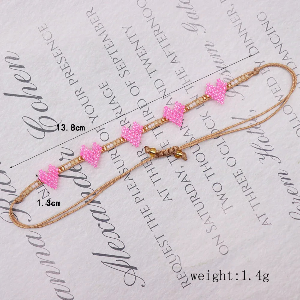 IG Style Geometric Heart Shape Glass Knitting Women'S Bracelets