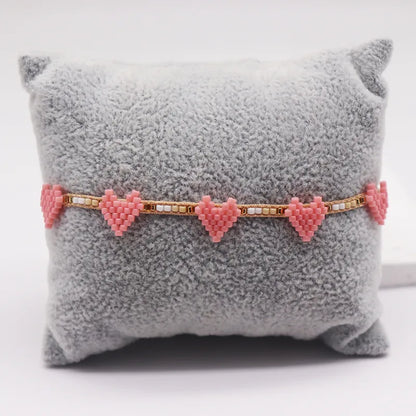 IG Style Geometric Heart Shape Glass Knitting Women'S Bracelets