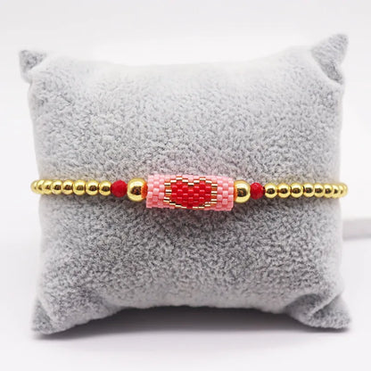 IG Style Geometric Heart Shape Glass Knitting Women'S Bracelets