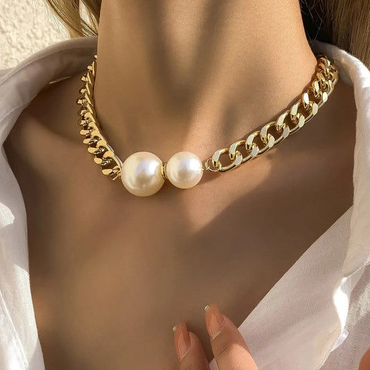 IG Style Geometric Imitation Pearl Alloy Wholesale Necklace