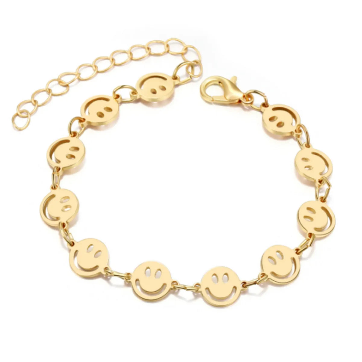 Ig Style Geometric Smiley Face Freshwater Pearl Soft Clay Copper Knitting Plating 18k Gold Plated Women's Bracelets