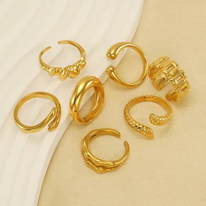 Ig Style Geometric Stainless Steel Plating 18k Gold Plated Open Ring