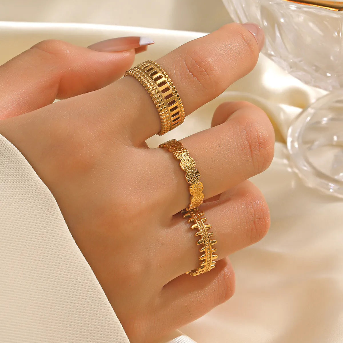 Ig Style Geometric Stainless Steel Plating 18k Gold Plated Open Rings