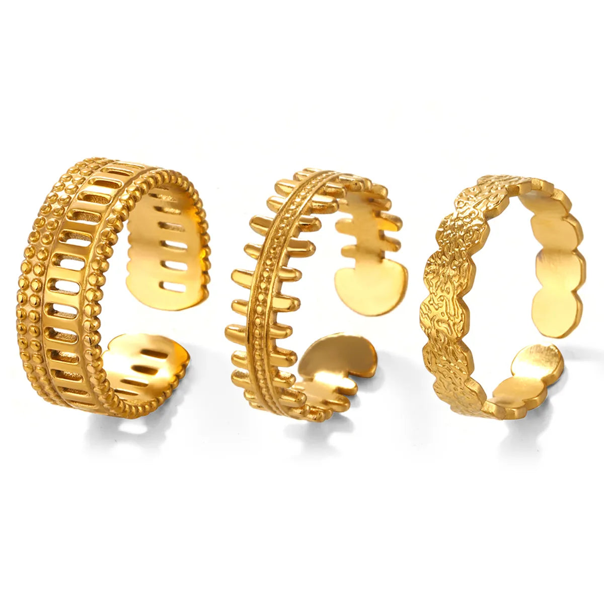 Ig Style Geometric Stainless Steel Plating 18k Gold Plated Open Rings