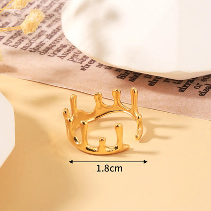 304 Stainless Steel 18K Gold Plated IG Style Plating Geometric Open Rings