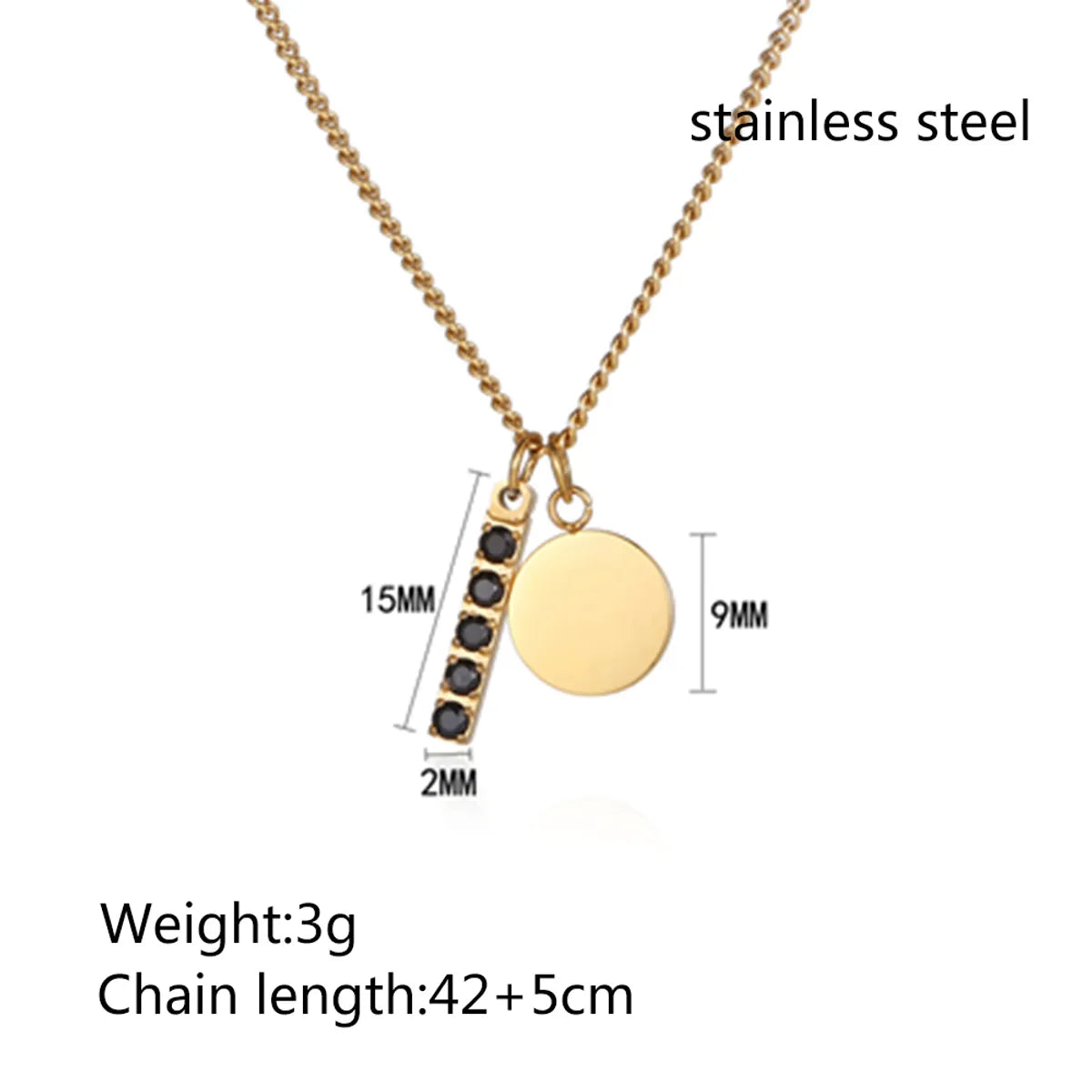 Ig Style Geometric Stainless Steel Plating Inlay Zircon 18k Gold Plated Pendant Necklace