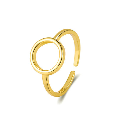 Ig Style Geometric Sterling Silver Plating 18k Gold Plated Adjustable Ring