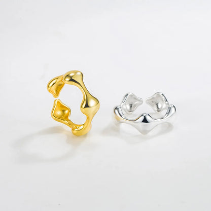 Ig Style Geometric Sterling Silver Plating 18k Gold Plated Open Rings