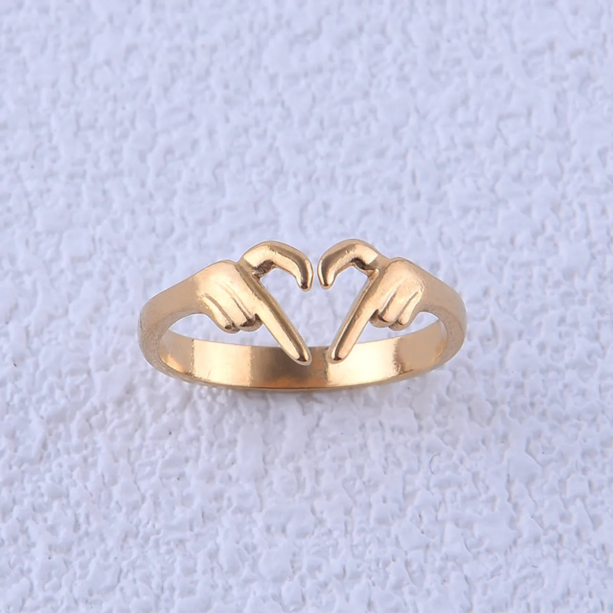 Ig Style Gesture Heart Shape Titanium Steel Plating Open Rings