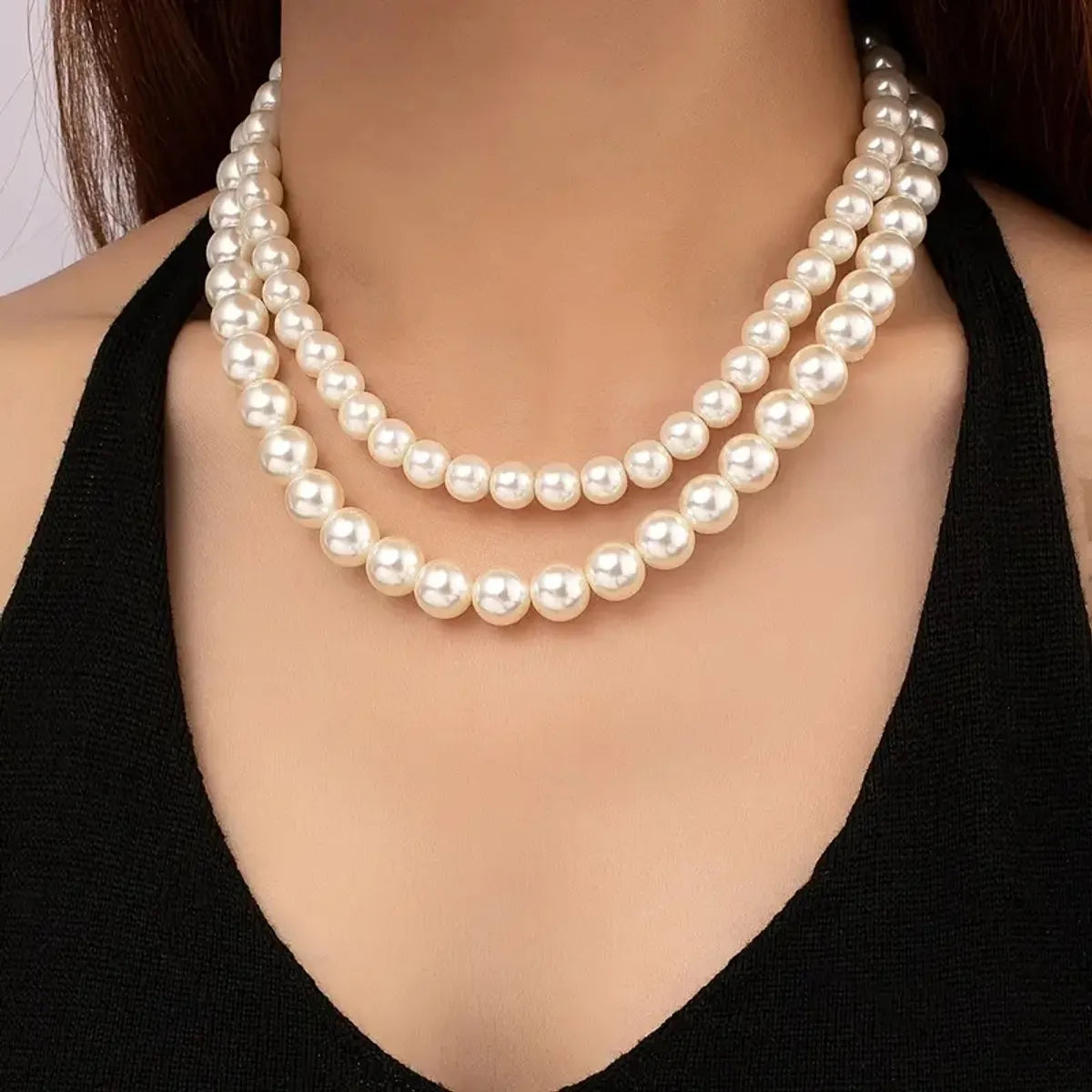 IG Style Glam Queen Pearl Artificial Pearls Artificial Pearl Imitation Pearl Wholesale Double Layer Necklaces