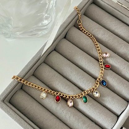 Ig Style Glam Shiny Water Droplets Heart Shape Stainless Steel Plating Inlay Zircon Gold Plated Bracelets