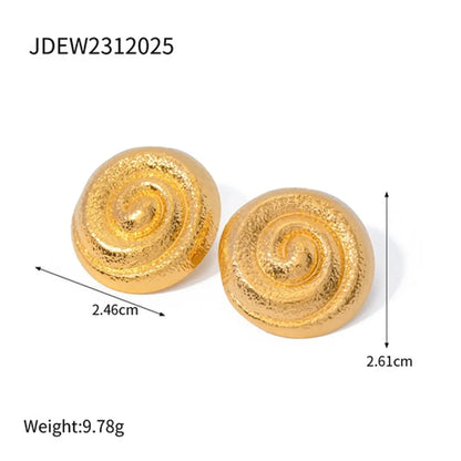 Ig Style Glam Spiral Stainless Steel Plating 18k Gold Plated Rings Earrings Necklace