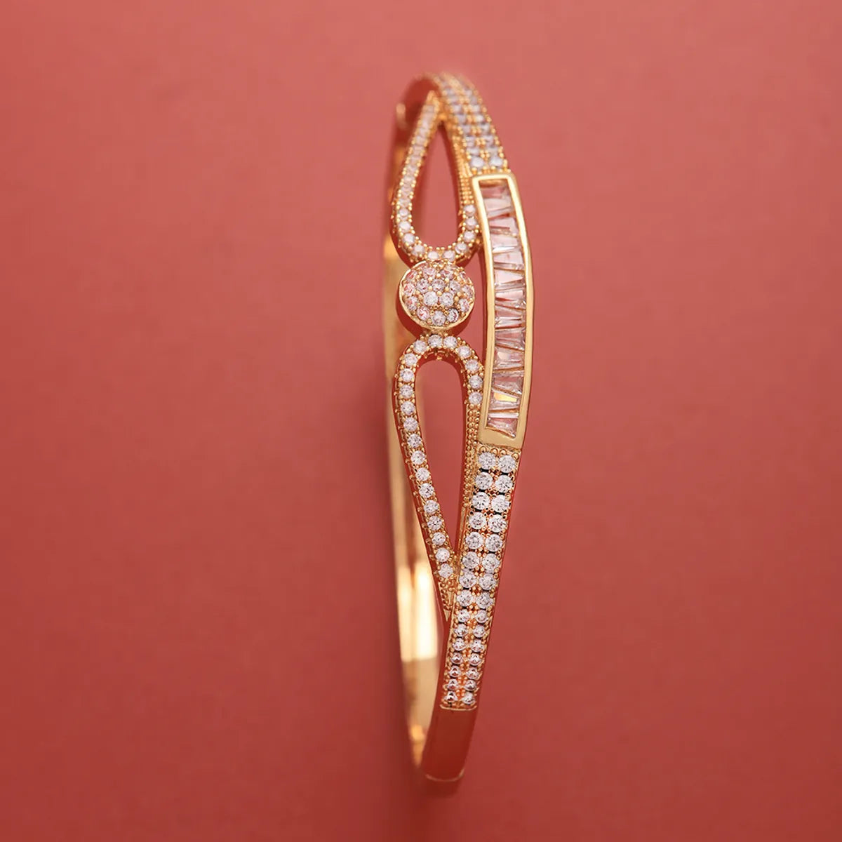 Ig Style Glam Xuping Solid Color Copper Plating Inlay Zircon 18k Gold Plated Bangle